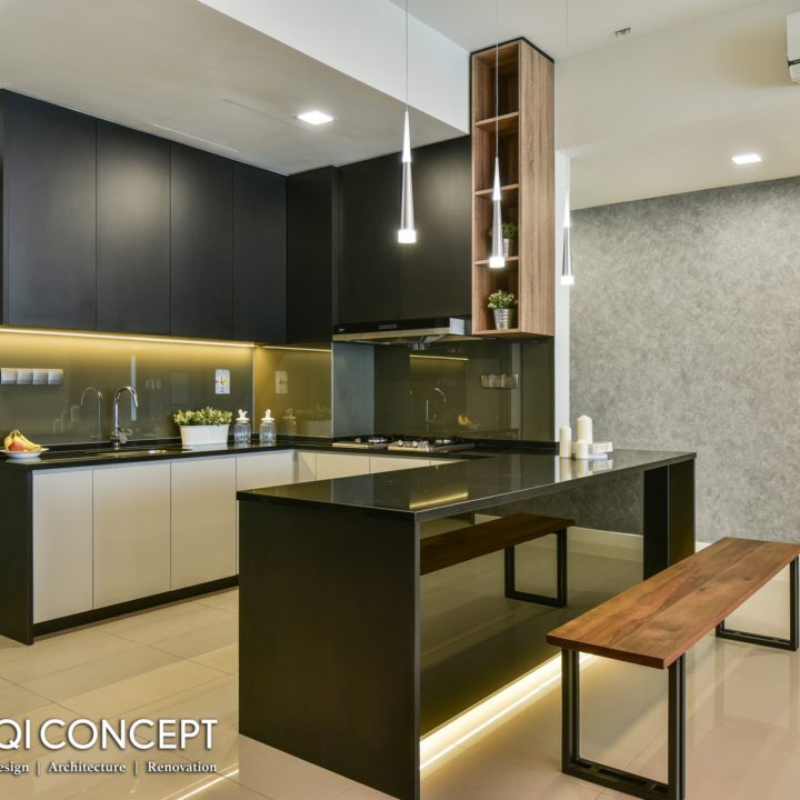 modern kitchen and island dining design