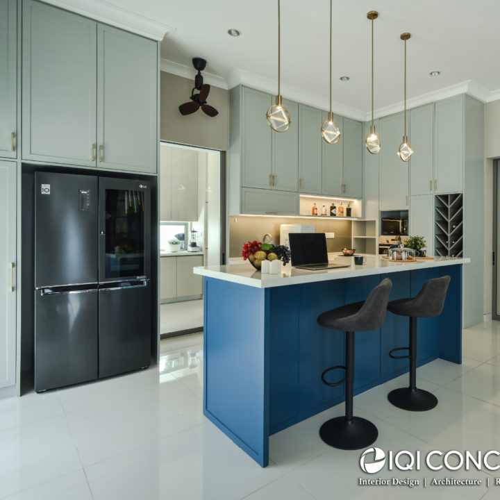 blue and grey kitchen concept