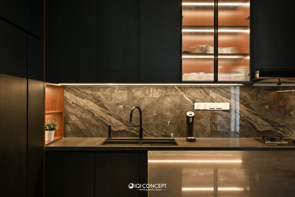 dark marble kitchen