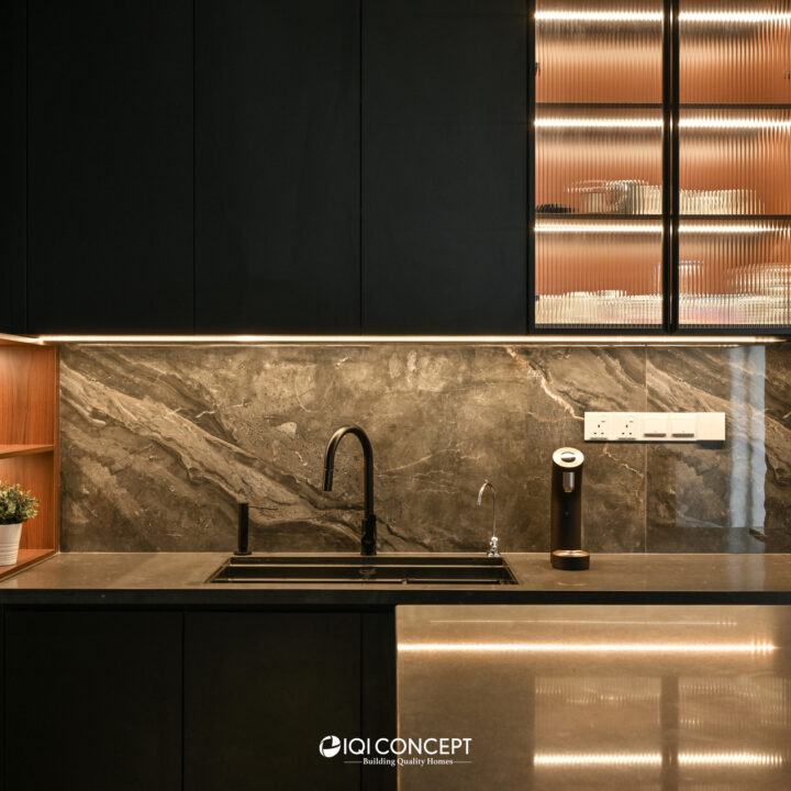 dark marble kitchen