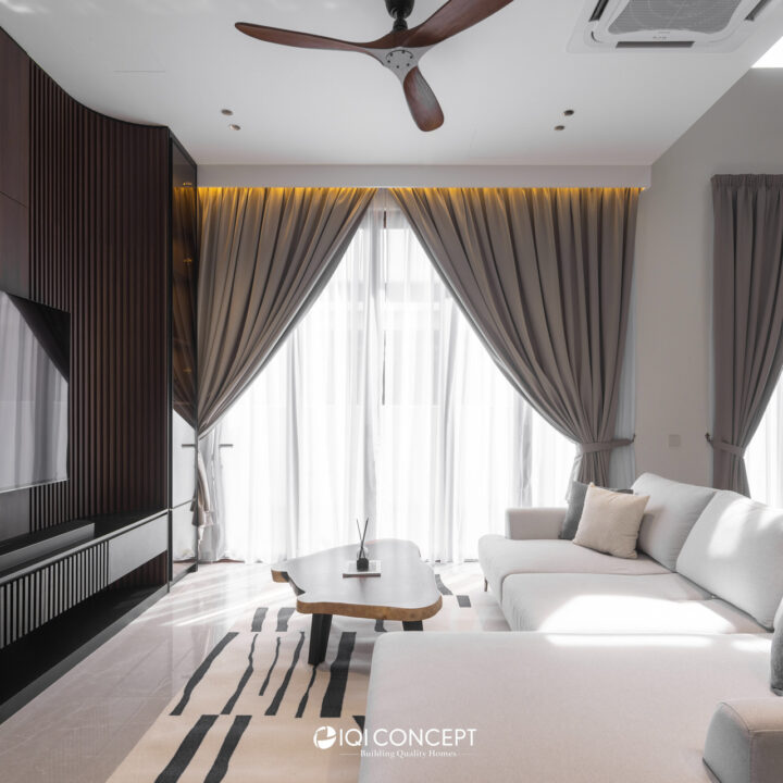 Dark Modern Balinese curved tv wall