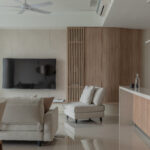 Modern Zen Living Room with wood and neutral tone