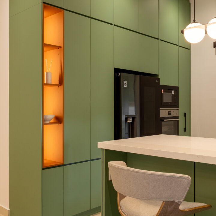 Modern Contemporary dry kitchen in green bandar kinrara