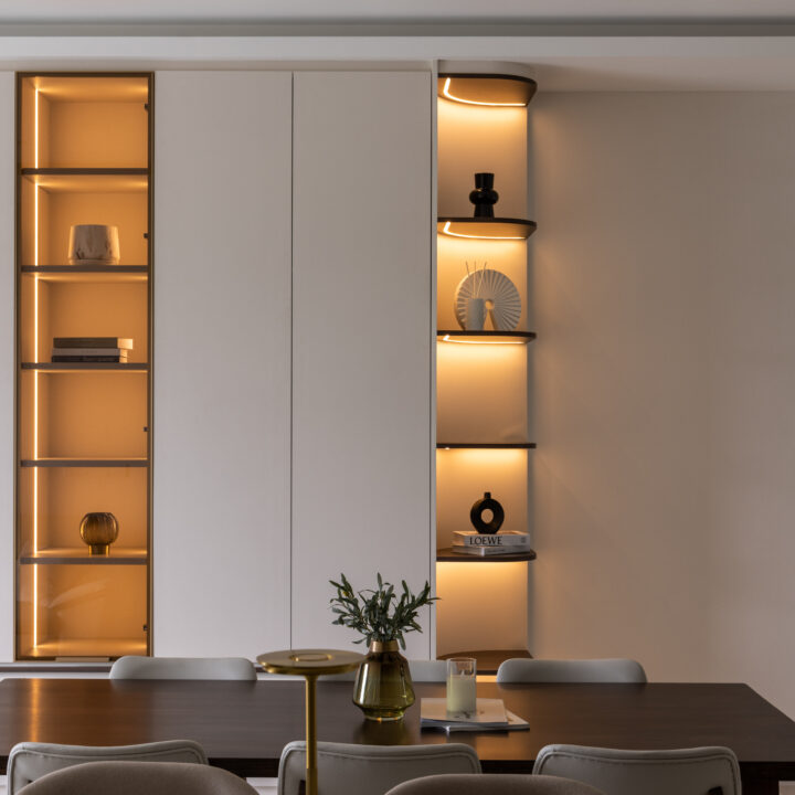 bangsar condo living room modern minimal with curve shelves